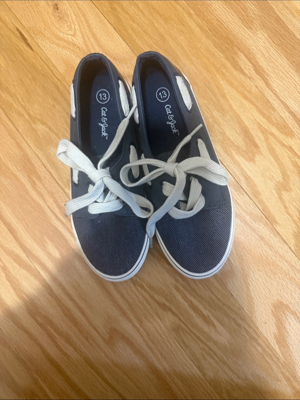 Cat & Jack Navy Canvas Lace-Up Kids Sneakers with White Accents